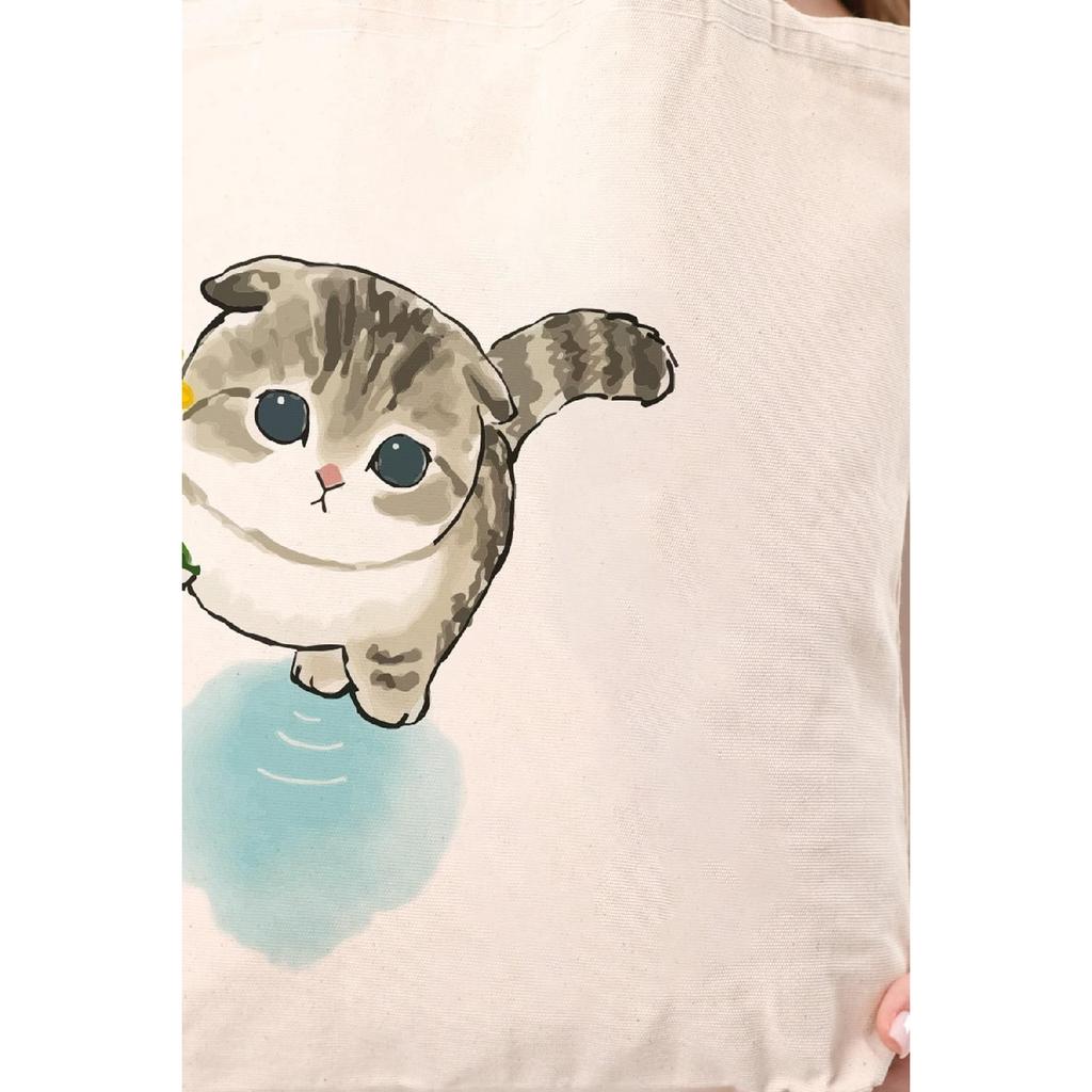 Холщовая большая сумка Cat с подсолнухом C1614