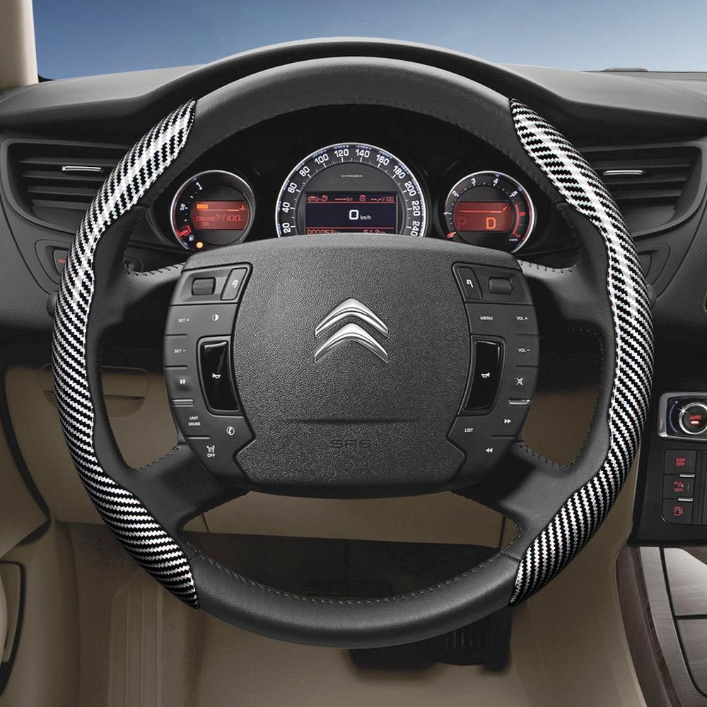 Подходит для Citroen Рулевое колесо с текстурой под карбон, Сегментированный дизайн с быстрой фиксацией, Прочные черные аксессуары для моделей, таких как C3, C