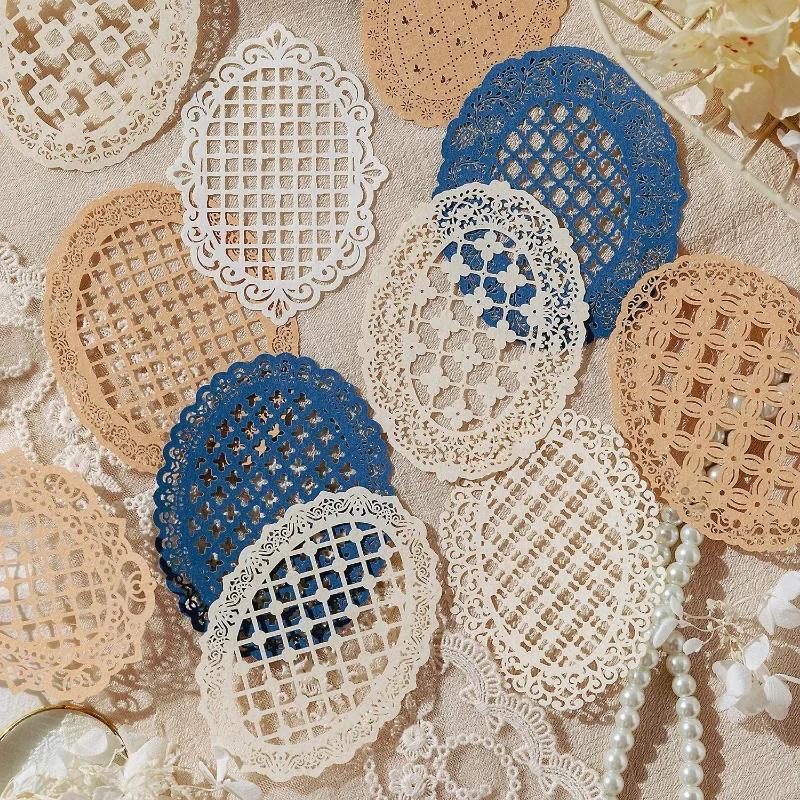 10 шт./компл. ажурная ручная кружевная декоративная бумага для скрапбукинга, руководство по созданию журнала своими руками, материал для коллажа, эстетические принадлежности для творчества