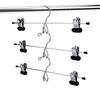 Amber Home Skirt Hangers, Trouser Hangers, Set of 20, Silver, with Interlocking Hooks, Large Clips, Space-Saving Metal Steel Hangers, Convenient Stora