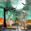 Halloween Swingy Skeleton Ornament Creepy Tree Swing Ghost Wooden Table Sign with Base Home Office Desktop Party Decoration