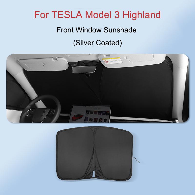 For Tesla Model 3 Highland 2024 Silver Coated Cloth Sun Shade Side Window Privacy Sunshade Auto Windshield Sunshield Accessories