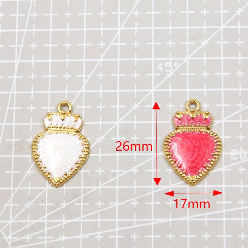 17x26mm Gold & Enamel Stainless Steel Crown Heart Pendants - 4 Colors for Retro Necklace/Bracelet Charms