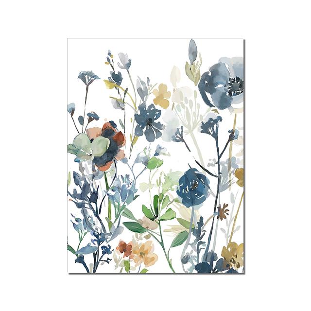 Оригинальный дизайн, абстрактный синий цветок, холст, картина, скандинавское зеленое растение, печать плакатов, настенная живопись для гостиной