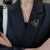 Women Brooch Hollow Fox Decor Stainless Exquisite Anti-slip Wear-resistant Coat Collar Hat Scarf Decoration Clothes Pin Garment Jewelry