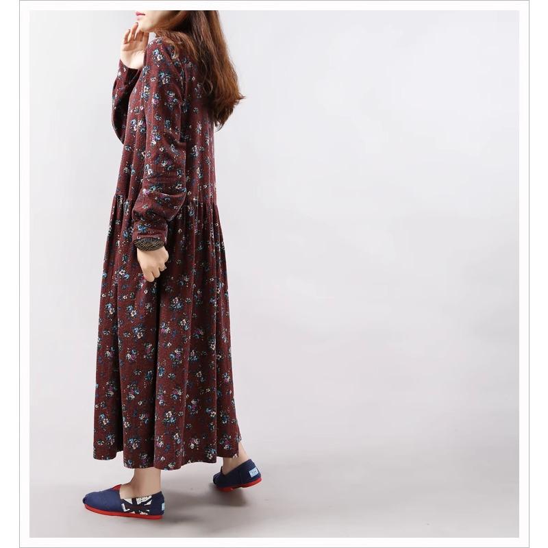 Весенне-осеннее платье большого размера с длинным рукавом