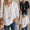Spring and Autumn New Loose V-neck Embroidered Flared Sleeve Lace Top Chiffon Shirt