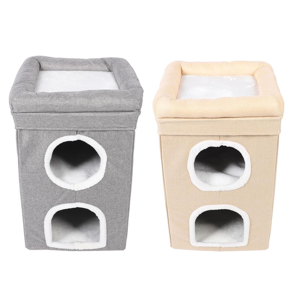 Домашний домик для кошек, зимний теплый домик для кошек, 3-уровневая пещера для домашних животных, складная кровать для кошек для дома в помещении