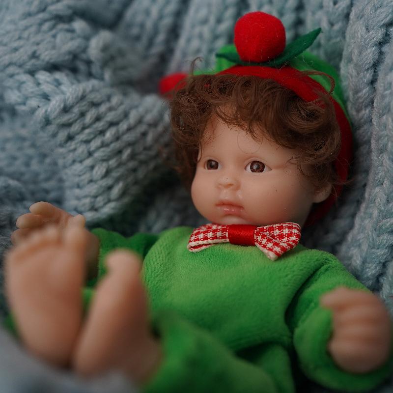 6-дюймовая мини-глупая милая кукла возрождения, мягкая на ощупь виниловая кукла для всего тела, твердые куклы-реборн для детей, одежда, рождественский комбинезон, кукла-симулятор, подарки для детей
