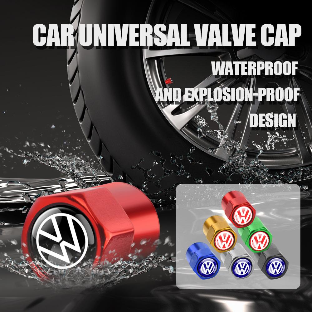 4Pcs Car Accessories Wheel Tire Valve Cap Stem Cover For Volkswagen Golf Passat Jetta Tiguan Polo Bora Beetle Vento Rline VW GTILI4