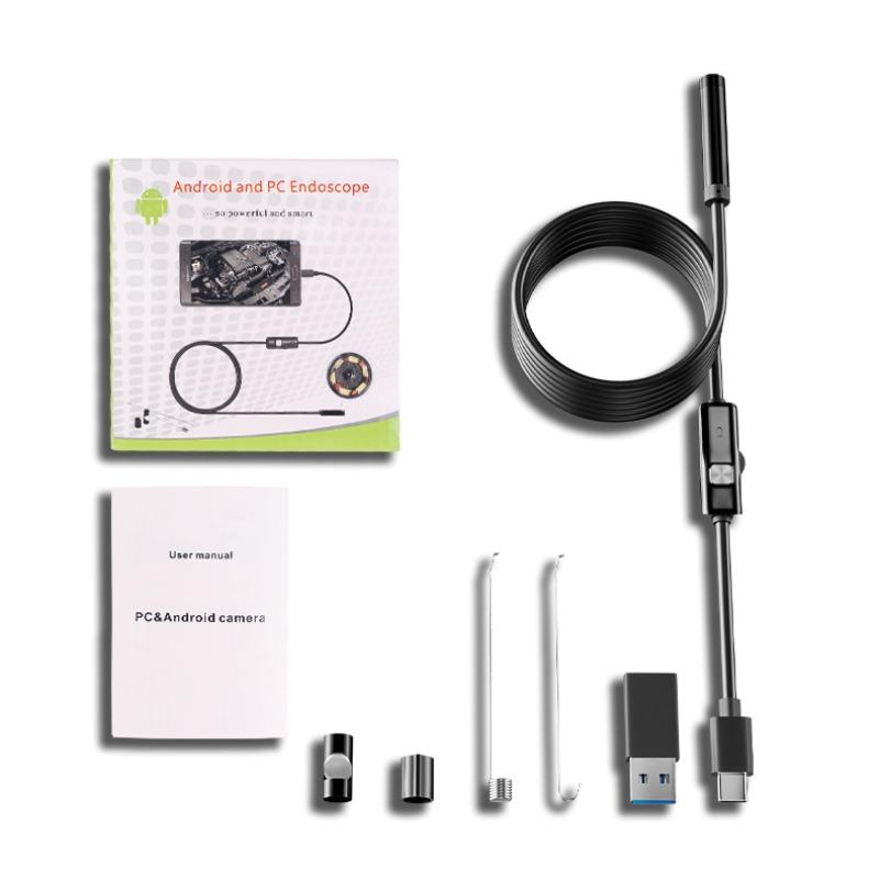 7.0MM TYPE-C Endoscope Camera IP67 Waterproof 6 LEDs Adjustable USB Android Flexible Inspection Borescope Cameras for Phone PC