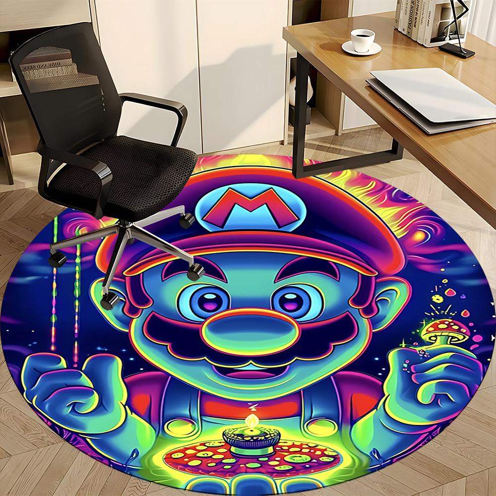 1pc Psychedelic Mario Office Round Area Rug, Under Office Chairs Bedroom Living Room Home Decor a1022289