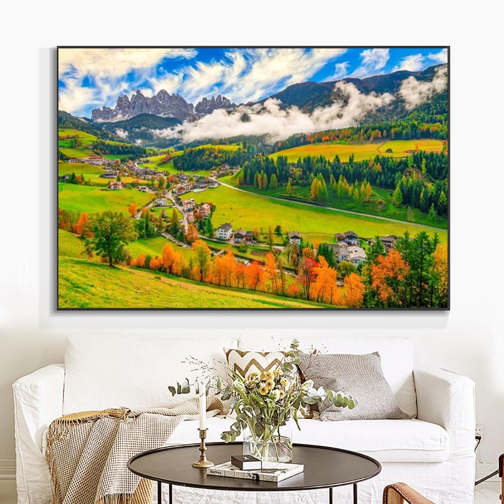 Осенний пейзаж, живопись, холст, постеры и принты, настенные художественные фотографии для гостиной, натуральные горы, куадрос, домашний декор, без рамки