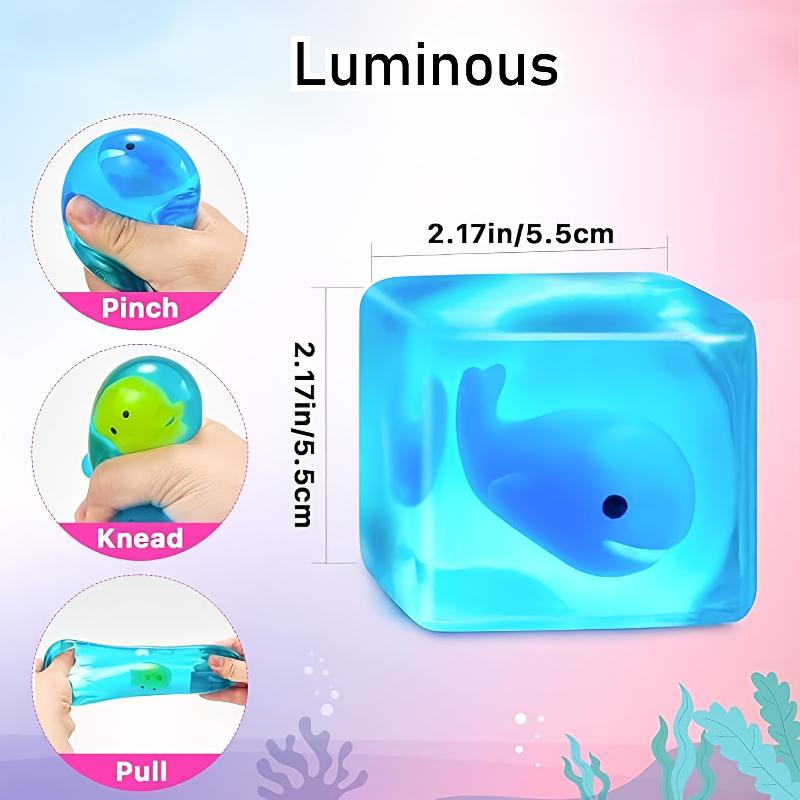 Super Soft Ice Cube Luminous Maltose Squeeze Toy Cute Animal Anti Stress Slow Rebound Decompression Toy Stress-relieving Gift