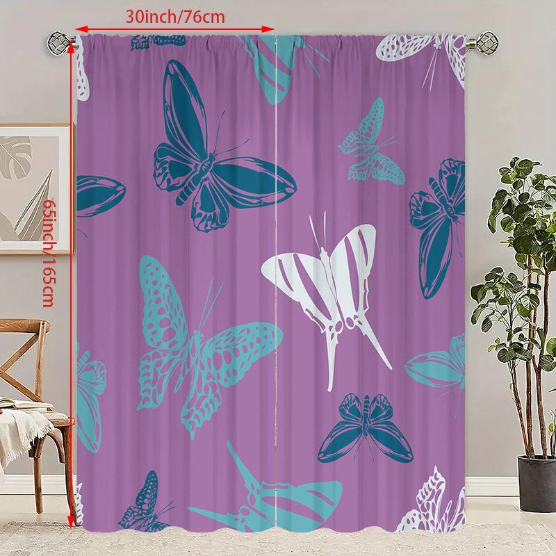 2 шт. - Бабочка - занавеска с принтом - материал полиэстер - для спальни, гостиной, кабинета, занавеска, препятствующая приватности