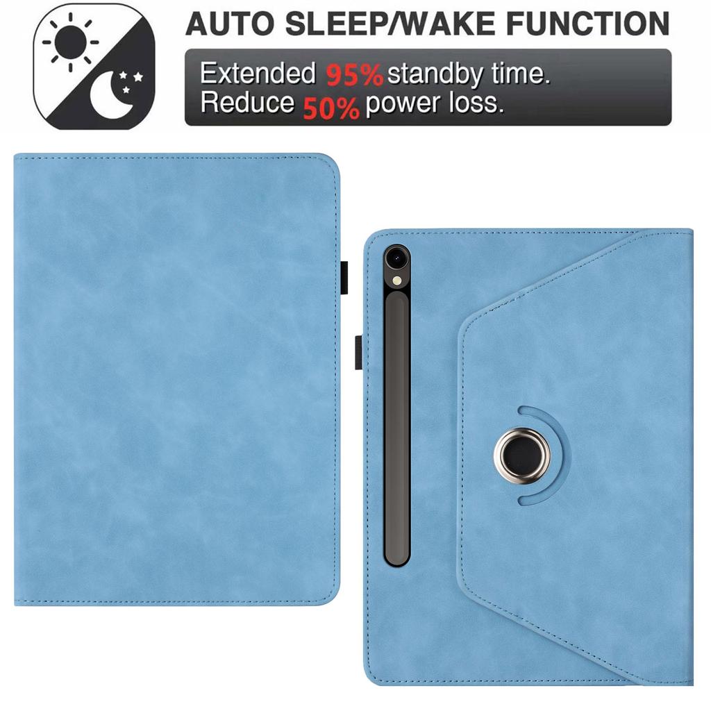 Чехол для планшета для Samsung Galaxy Tab S10 FE/S9 FE/S9 Вращающаяся подставка Однотонный чехол из ПУ кожи