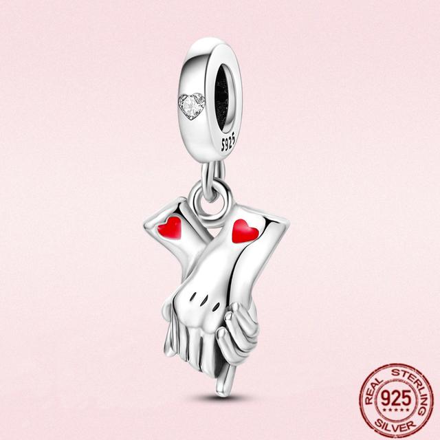 2023 New Pink Flowers Unicorn Flower Heart Mama Forever Love Beads Fit Original Fasion Glamour 925 Silver Bracelet Jewelry