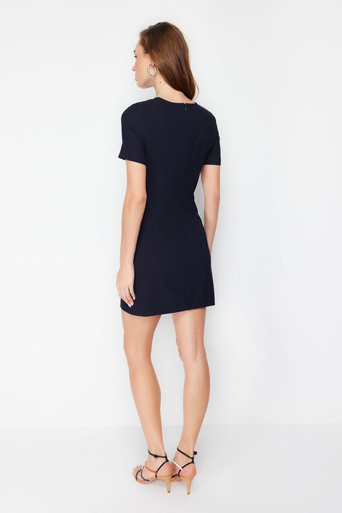 Женское модное новое платье розового цвета с круглым вырезом, мини-тканое платье