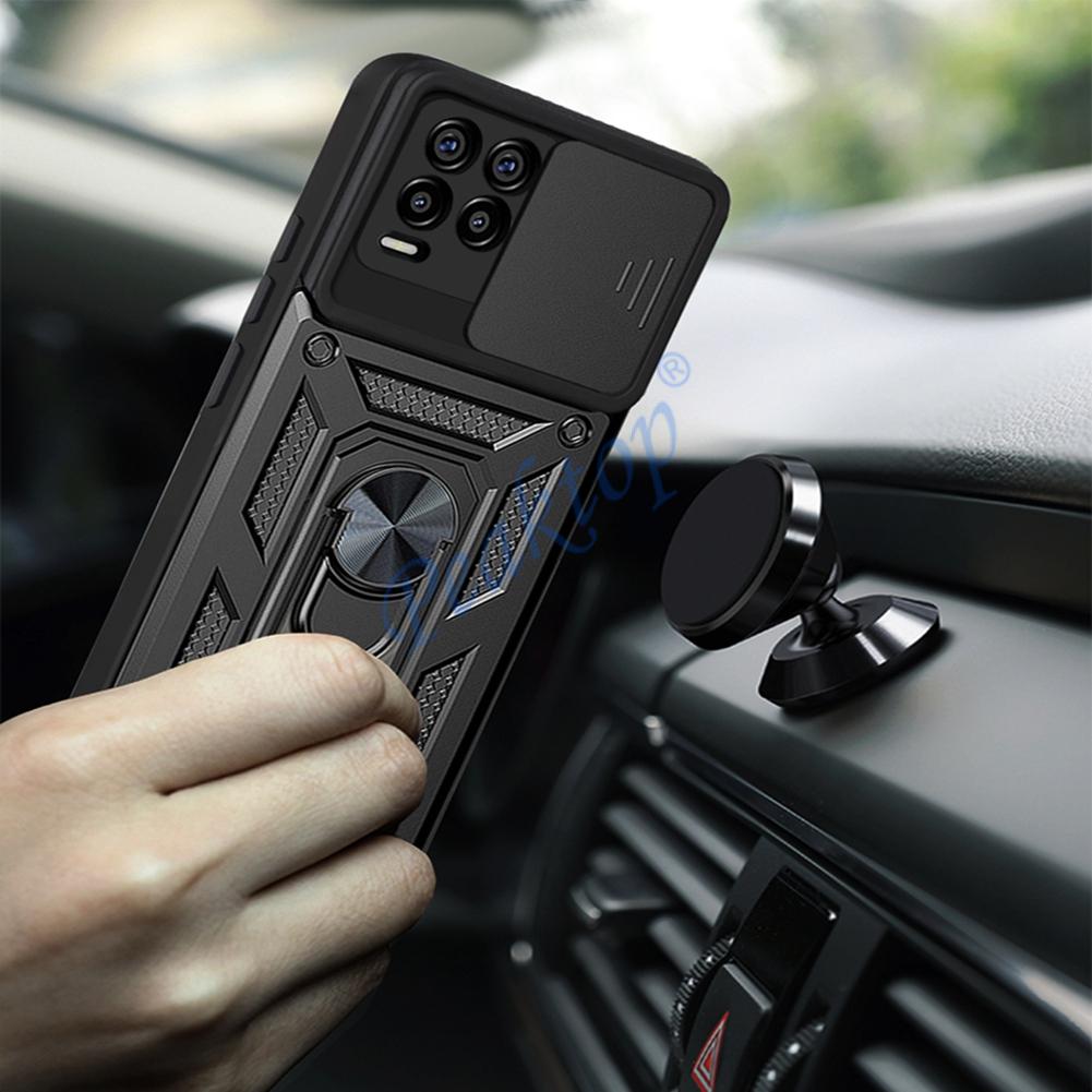 Чехол Armor Anti-FallPush Window Phone Case для Realme 8 Pro 5G C21 C20 C20A C15 C12 C25 C11 2021 A15S A53S Holder Противоударный чехол