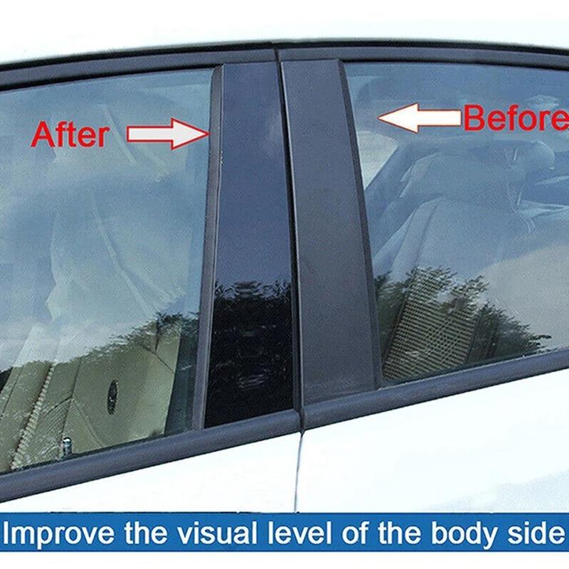 6pcs Gloss Black Plastic for 1-Series F20 2012-2019 Door Column BC Pillar Post Cover Trim Stickers -Decal Stickers