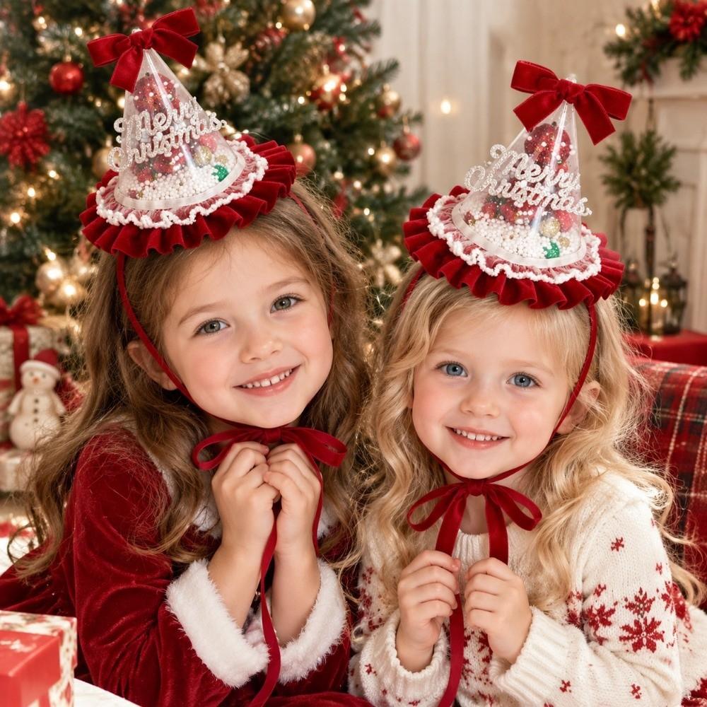 Pointed Santa Hat Headband Shiny Sequin Christmas Hat Hairpin Santa Hat Headwear Little Girls