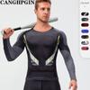 CANGHPGIN Мужская спортивная одежда, высокоэластичные колготки с длинными рукавами, футболка, быстросохнущий спортивный тренировочный топ