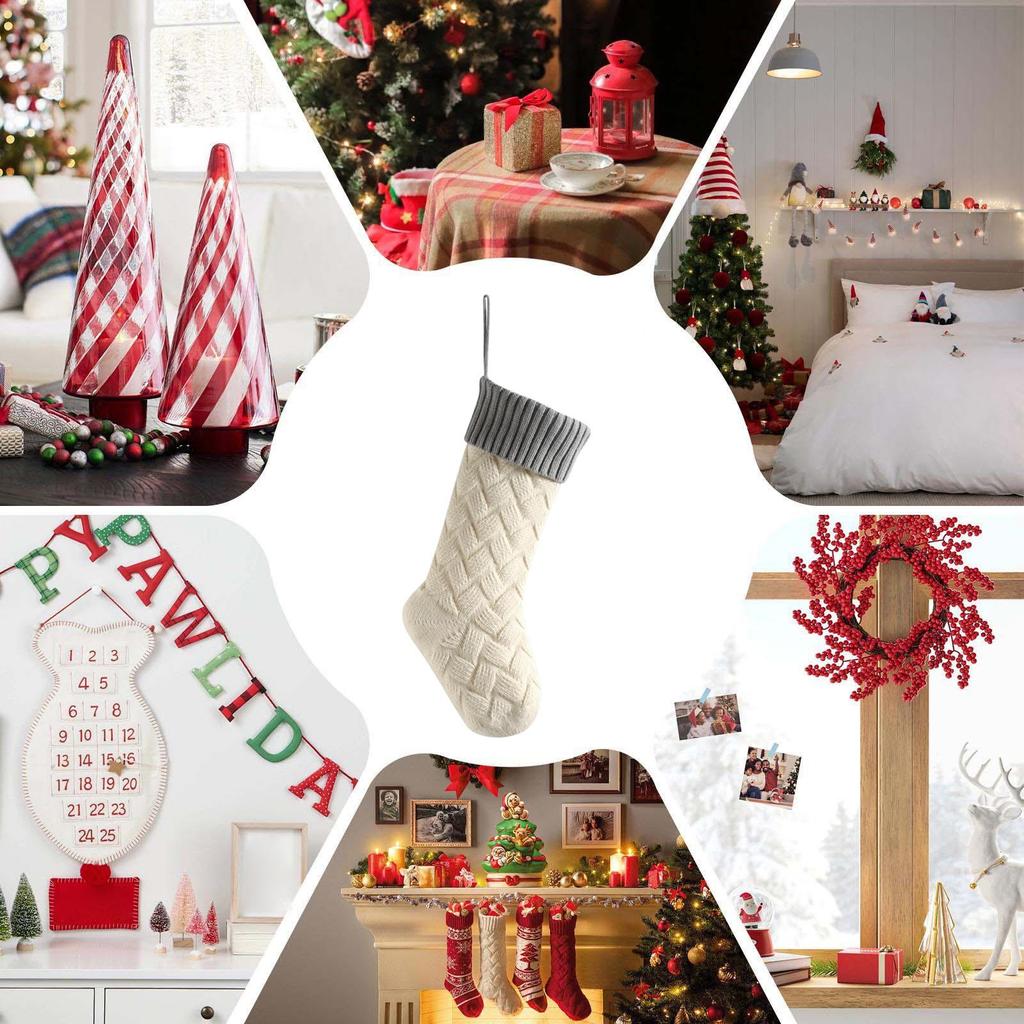Christmas Stockings 18 Inch Knitted Stockings Christmas Decor Embroidery Home Decor Party Decorations For Window Living Room