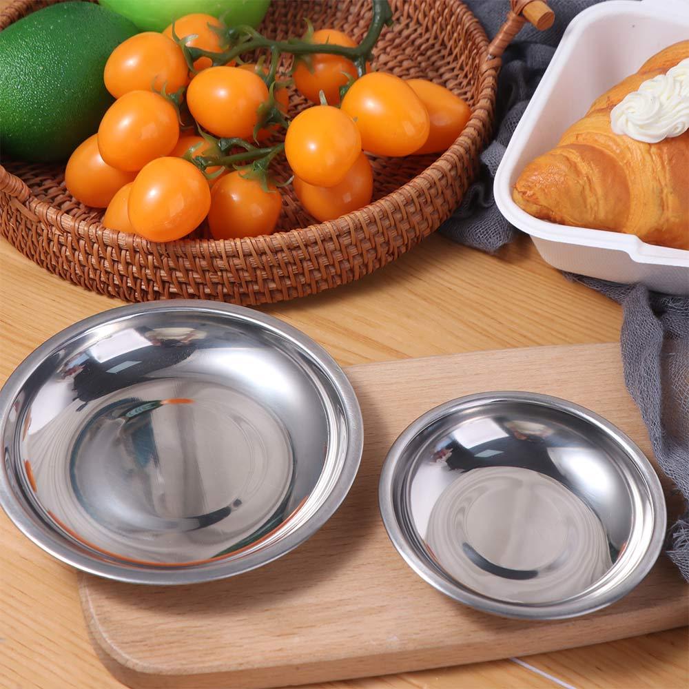 Round Small Sauce Dish Silver Appetizer Condiment Tray Durable Dessert Dish Salt