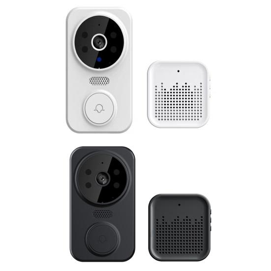 1 Set Wireless Door Bell with Receiver High Resolution Camera 2.4G WiFi Remote Video Visual Two-Way Audio Night Vision Cordless Security Doorbell