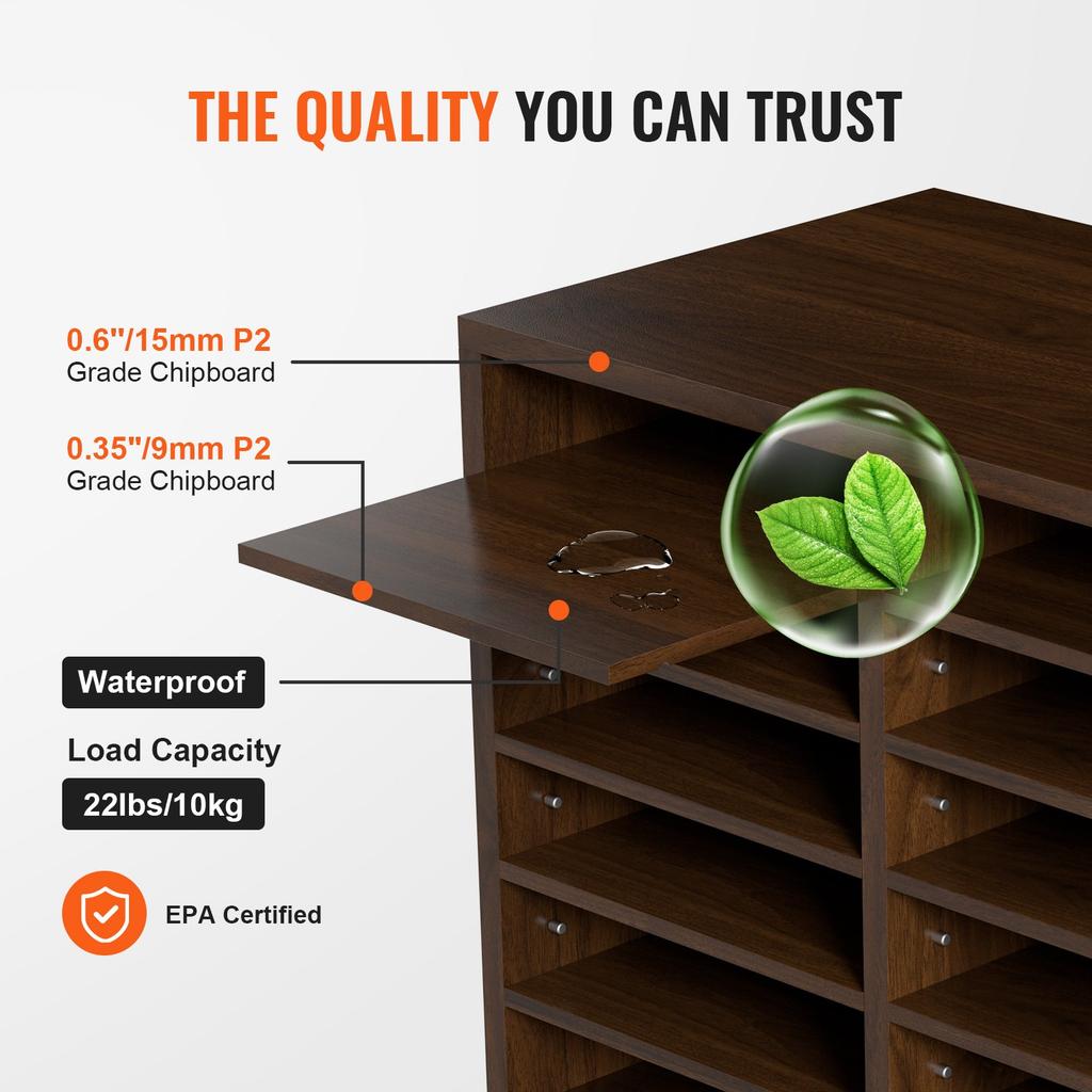 VEVOR Literature Organizers, 12 Compartments Office Mailbox with Adjustable Shelves, Wood Literature Sorter 20.4x12x16.1 inches for Office, Home
