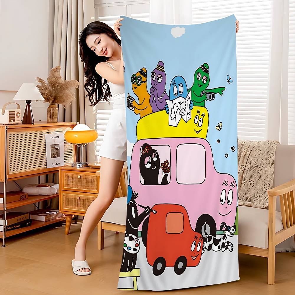 Cartoon B-Barbapapa Anime Beach Swimming Towel Soft Absorbent Washcloth Children's Gifts For Kids Travel Camping Gym