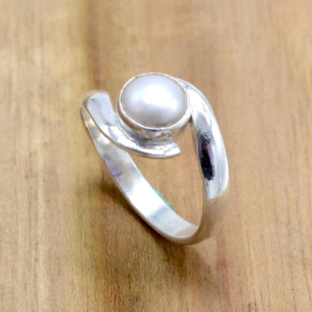 Pearl 925 Sterling Silver  Ring, Natural Pearl Gemstone Handamde Ring Jewelry