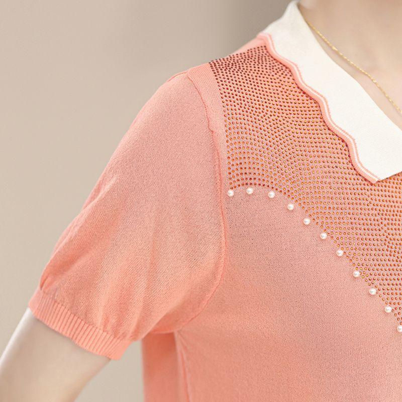 Футболка Mom Summer с короткими рукавами, средний возраст, Ice Silk, женский топ, средний возраст, трикотажная футболка