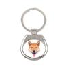Shiba Inu, Japanese Small Size Dog, Japanese Brushwood Dog - Geometric Keychain with a Photo and the Inscription