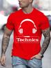 Футболки с принтом наушников Technics для мужчин Харадзюку Модные футболки Оверсайз Летние с коротким рукавом Модные Свободные DJ Футболки Топы