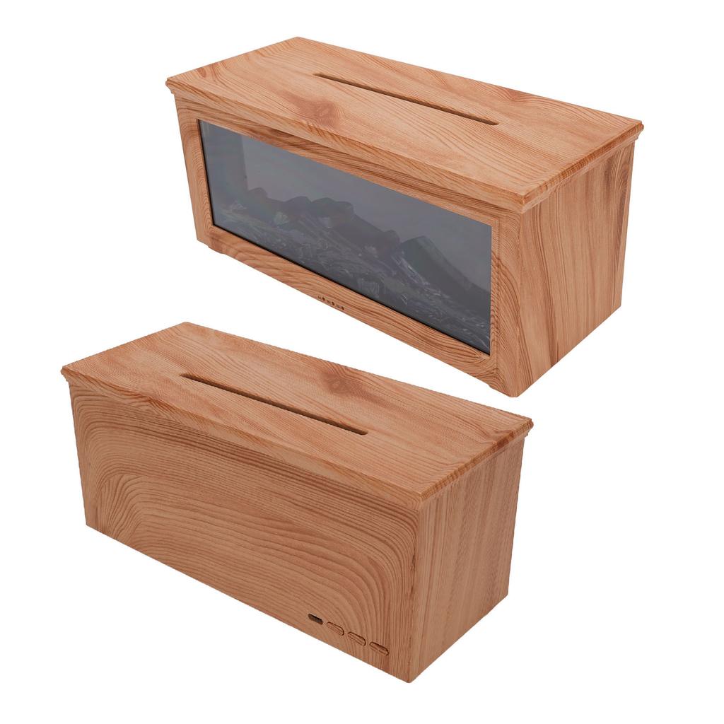 180ml Water Tank Wood Grain Fireplace Aromatherapy Diffuser Simulation Flame Humidifier Essential