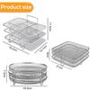 3 Layer Air Fryer Stackable Dehydrator Racks Stainless Steel Rectangle Air Fryer Basket Tray BBQ Grill Rack Kitchen Accessories