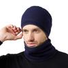 Мужской утепленный комплект из двух частей: вязаная флисовая шапка, шарф, ветрозащитная шапка-бини, осенне-зимний комплект из двух частей, защита ушей и шейный платок