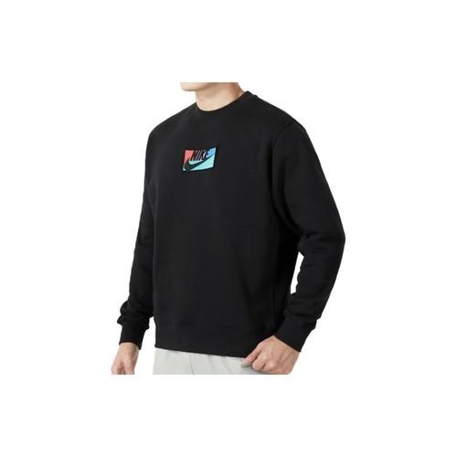 Nike Мужская повседневная толстовка с круглым вырезом и длинным рукавом с принтом-буквой Черная