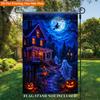 Halloween Night Pumpkin Lanterns Single Sided Garden Flag - Single-Sided, Polyester, Outdoor Yard Decor