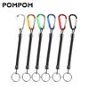 Fashion Spiral Stretch Coil Keychain For Fishing Spiral Lanyard Safety Coiled Carabiner Keyring Sleutelhanger Keycord Llavero
