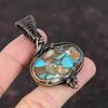 Колючая устрица Медь Бирюза Кулон Медная проволока Обернутый драгоценный камень Кулон ручной работы Ювелирные изделия Обернутый кулон для подарка Медь Дизайнерские украшения