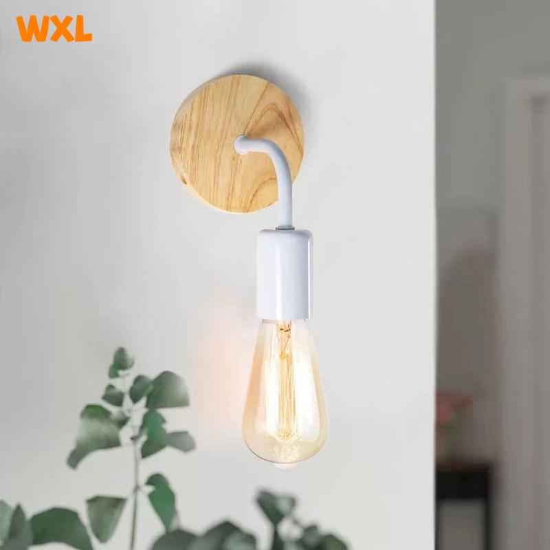 Wood Wall Lamp Vintage Wall Lights Fixture E27 110V-220V Bedside Retro Lamp Industrial Decor Dining Room Bedroom Light