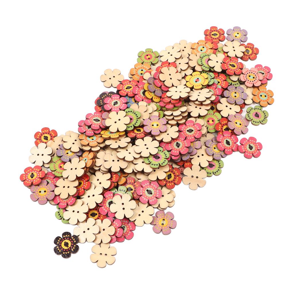 Flower Buttons Retro Rich   Vivid Colors   Wood Wide Application Craft Buttons for Clothing Bag