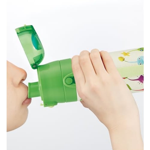 Skater Children's Water Bottle, 2-Way, 470ml (Direct Drinking) or 430ml (Cup Drinking), Pikmin Design, Stainless Steel, Insulated, Lightweight, Sports