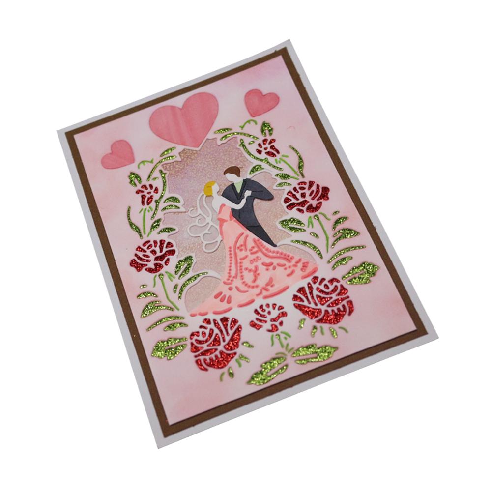 Прямоугольная рамка для молодоженов, металлический серебристый трафарет для тиснения, резки, штампы для скрапбукинга, изготовления открыток из бумаги