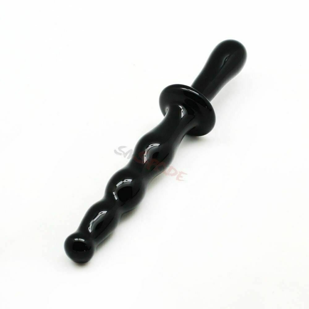 Black Glass Anal Beads Butt Plug Double Ended Dildo Fetish Anal Balls & Beads