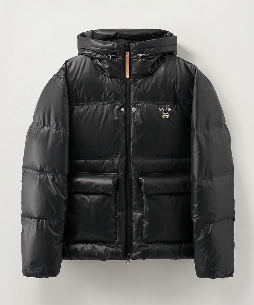 Satur Hooded Puffer Duck Down Jacket Black