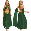 Women's Belly Dance Costume Set: Self-Tie Halter Crop Top with Built-In Briefs & Side Slit Chiffon Skirt + Removable Split Sleeves
