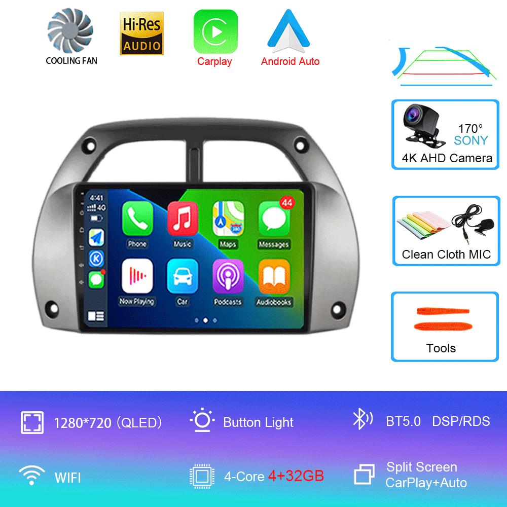 Car Radio Android 14 Wireless Carplay Auto for Toyota RAV4 2001 - 2006 Navigation GPS Multimedia Player Stereo Video wifi+4G BT